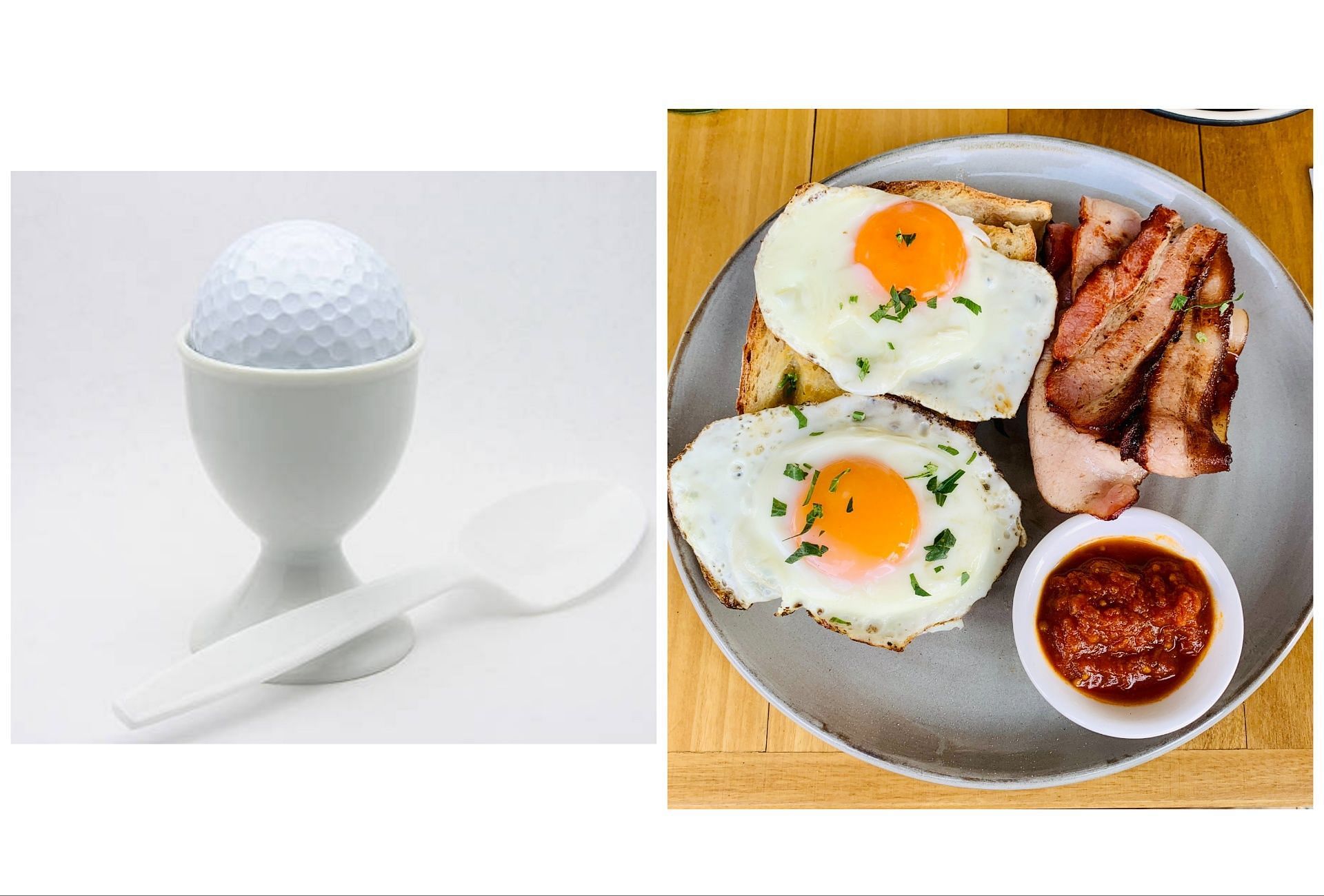 Breakfast Golf Ball (image via Getty and WikiMedia)
