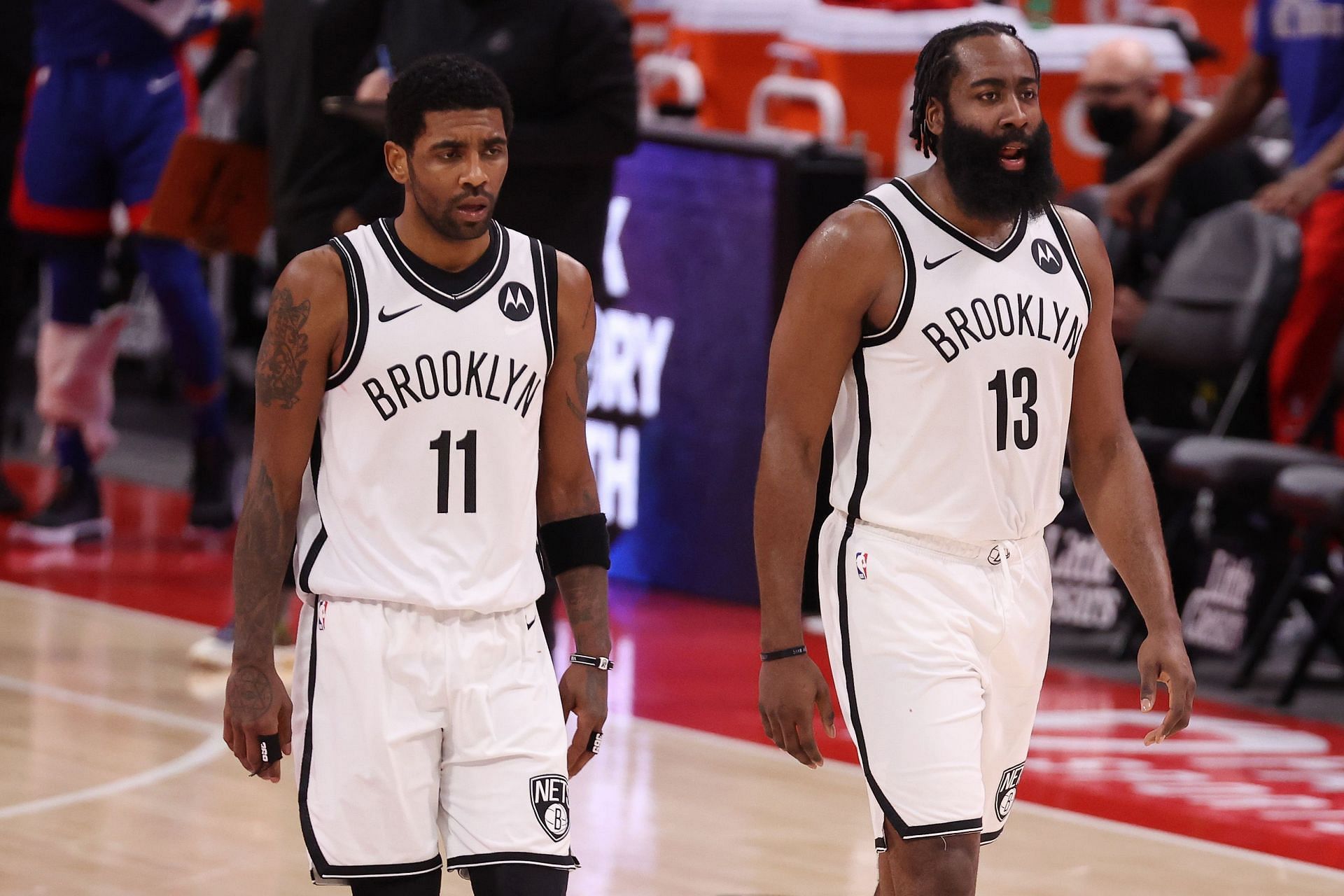 Kyrie Irving and James Harden during their time with the Brooklyn Nets