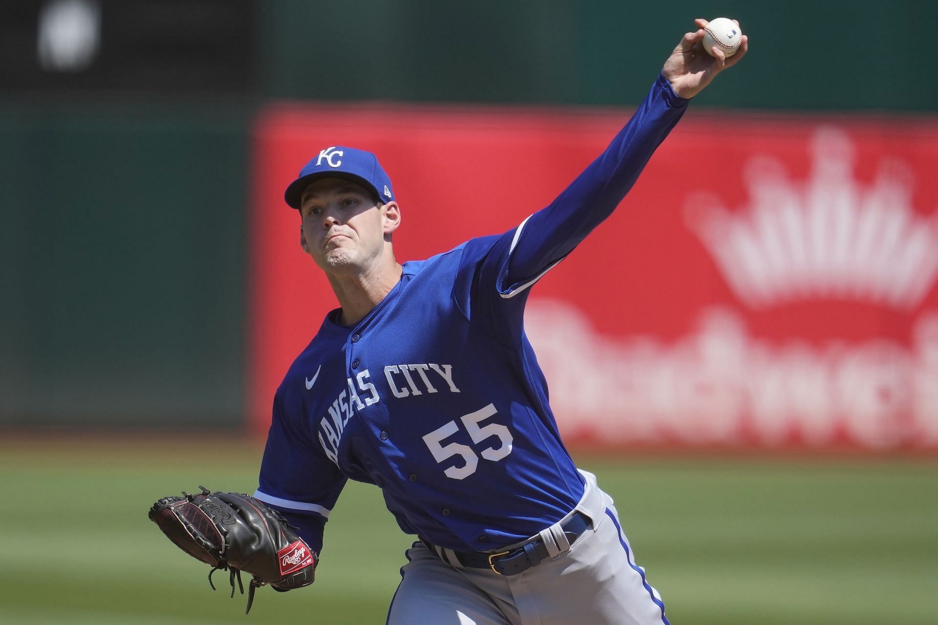 Kansas City Royals pitcher Cole Ragans works against the Oakland Athletics during a game in Oakland