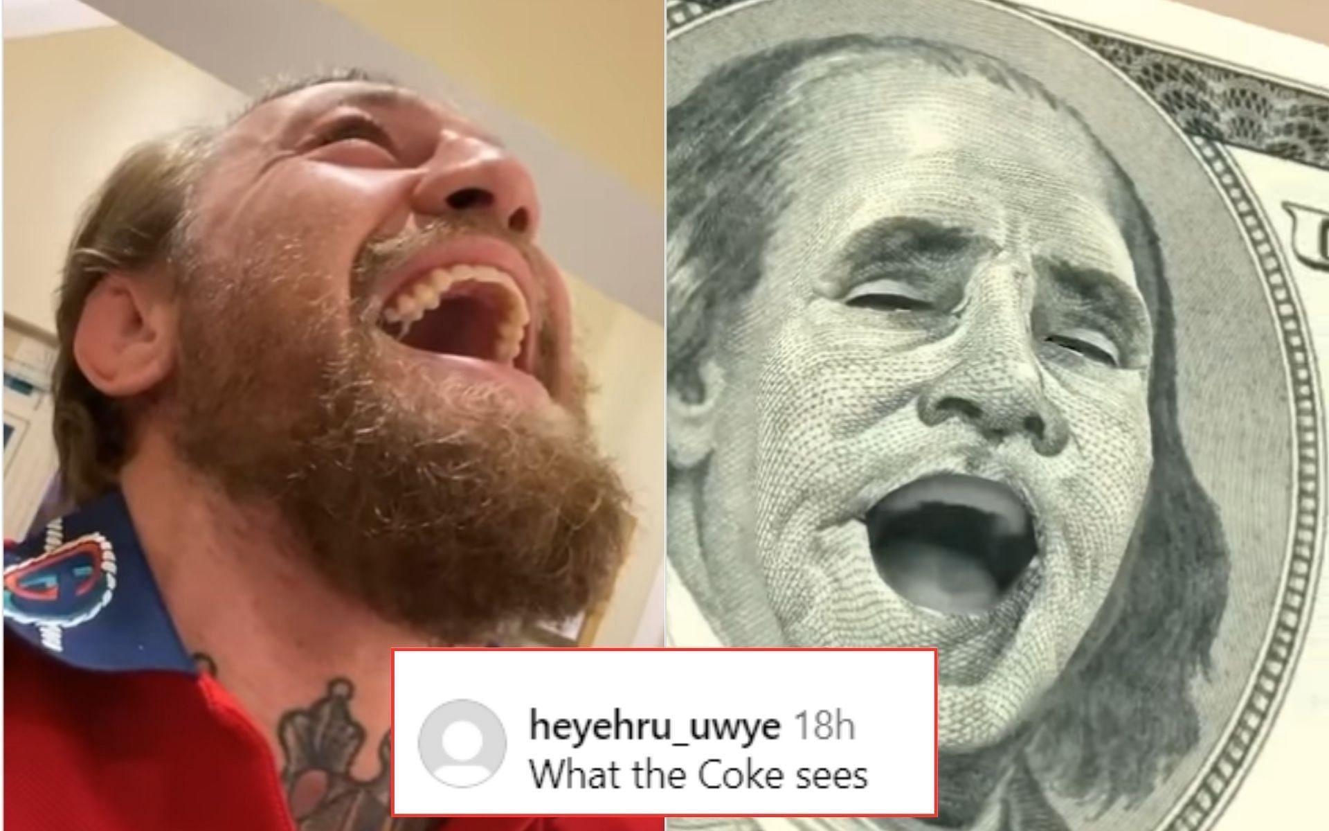 Conor McGregor (left) Conor McGregor with the dollar filter (right) [Image courtesy @thenotoriousmma on Instagram]