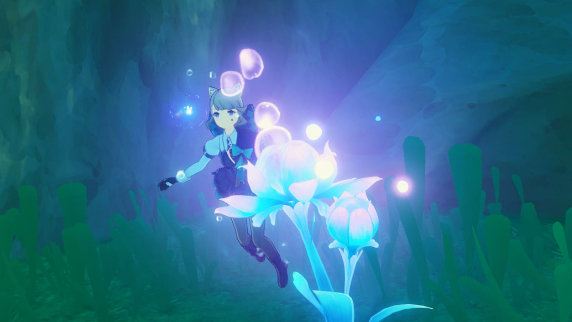 You don&#039;t need to use a Hydro attack on the underwater flowers (Image via HoYoverse)