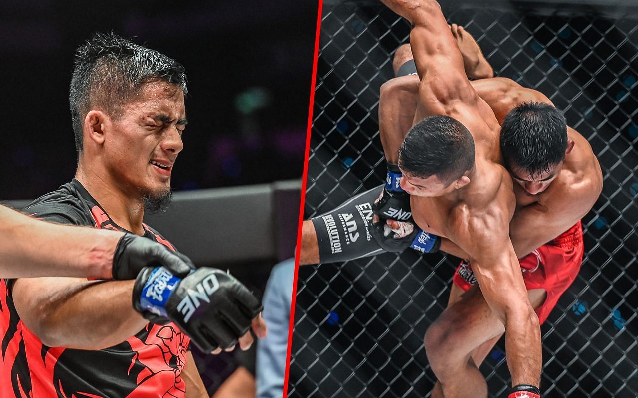 Stephen Loman (left) and Loman fighting Bibiano Fernandes (right) | Image credit: ONE Championship