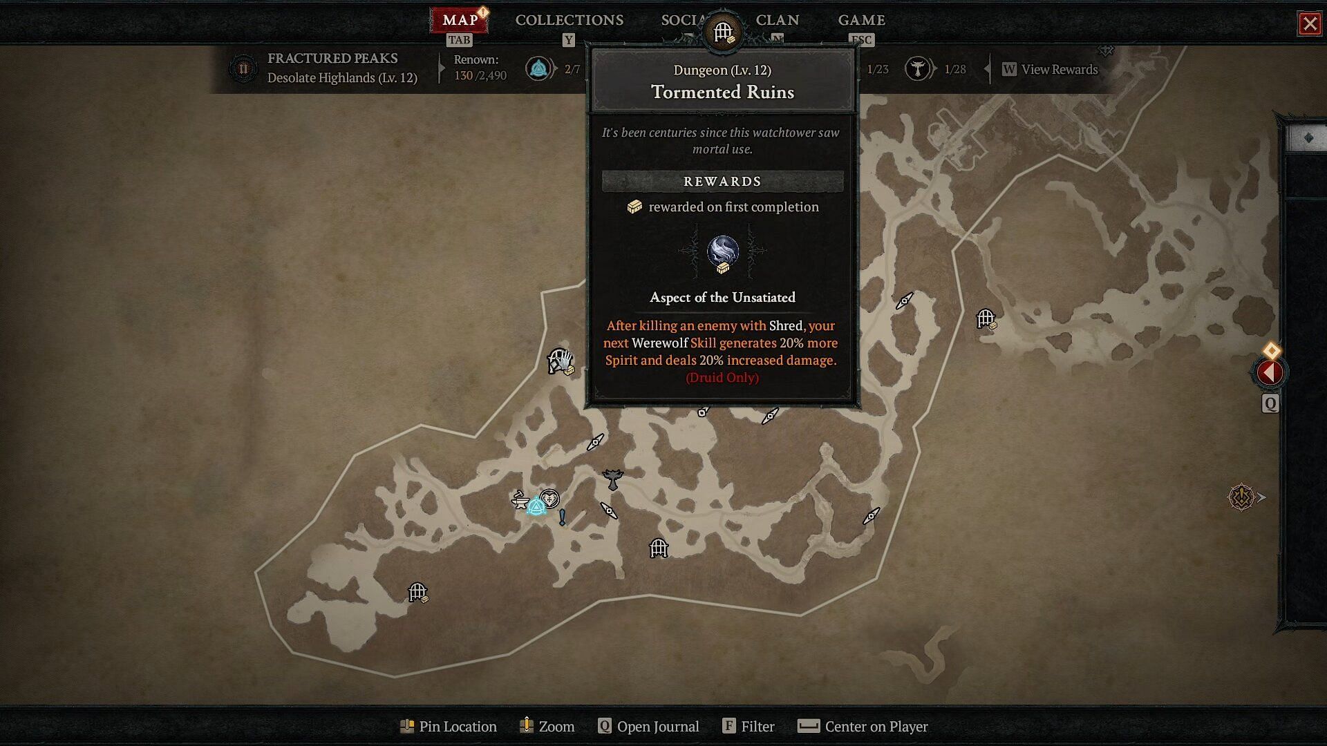 This is the location of Tormented Ruins (Image via Diablo 4)