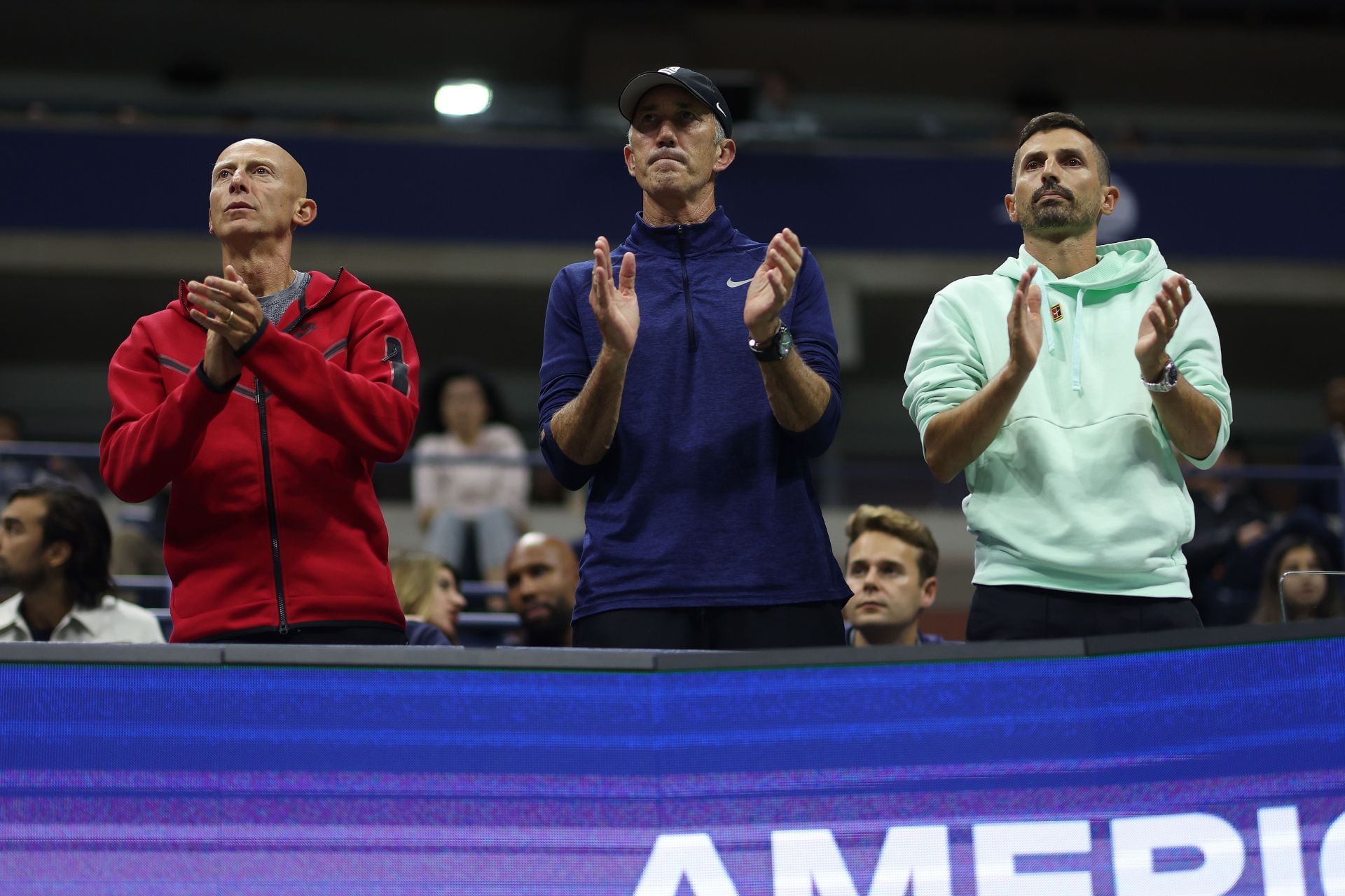 Jannik Sinner&#039;s coaches Darren Cahill and Simone Vagnozzi.