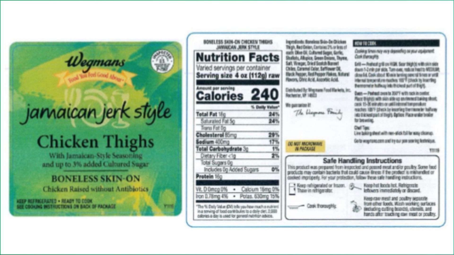 W. Jamaican Jerk Style Chicken Thighs products affected by the alert should not be consumed anymore (Image via FSIS)