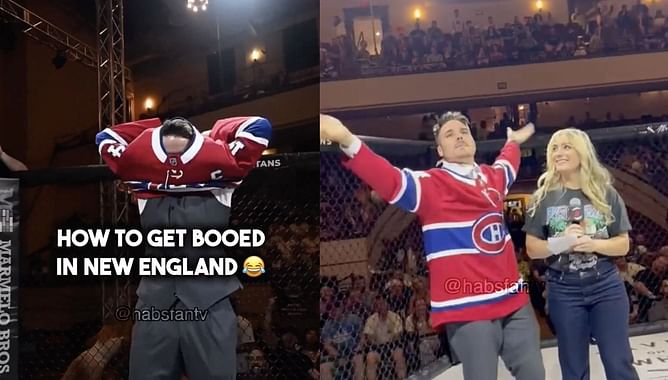Watch: MMA fighter riles up Bruins fans by wearing Canadiens jersey ahead of fight in Massachusetts