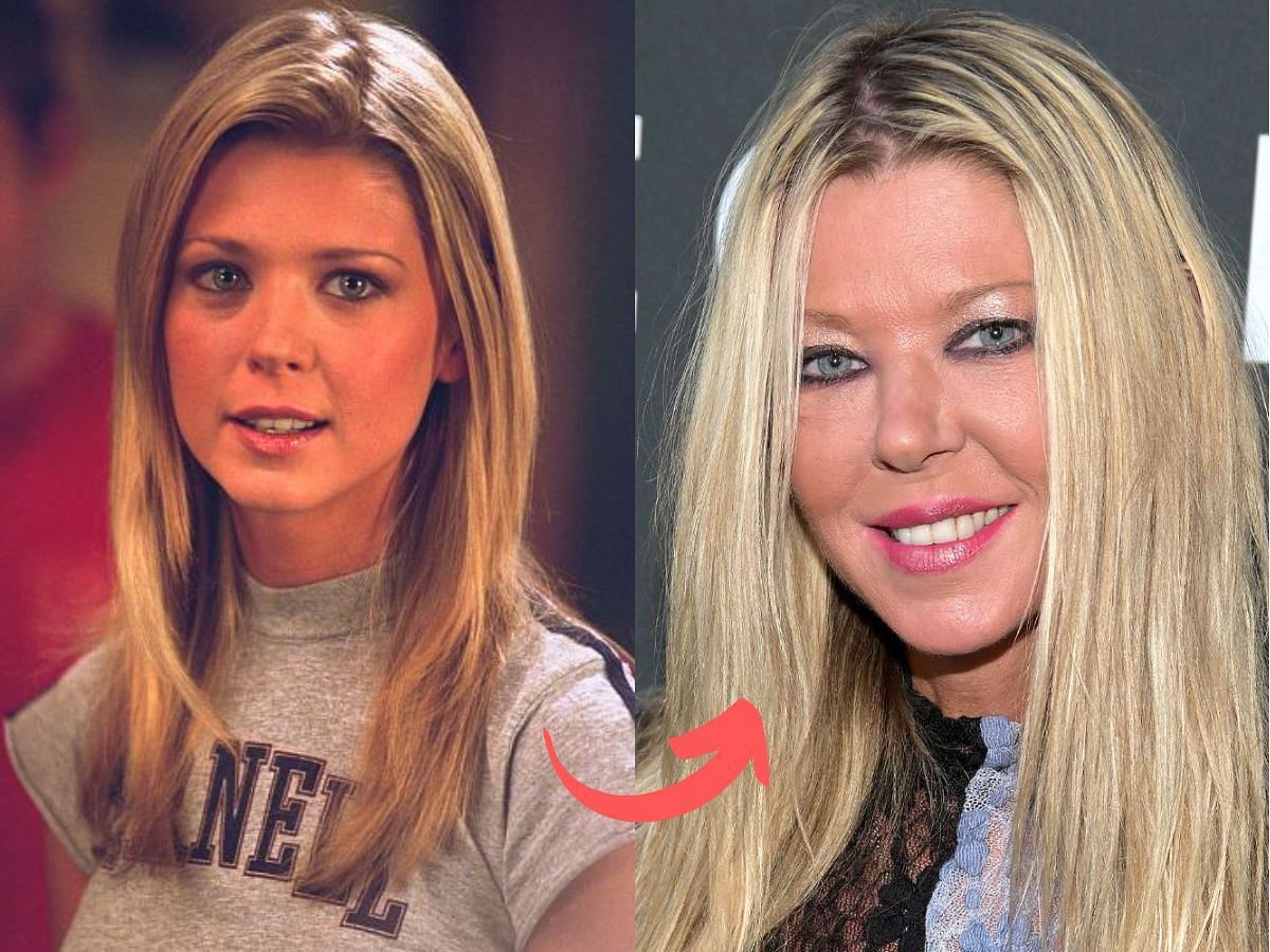 Tara Reid before (left) and after (right) surgery (Images via Getty)