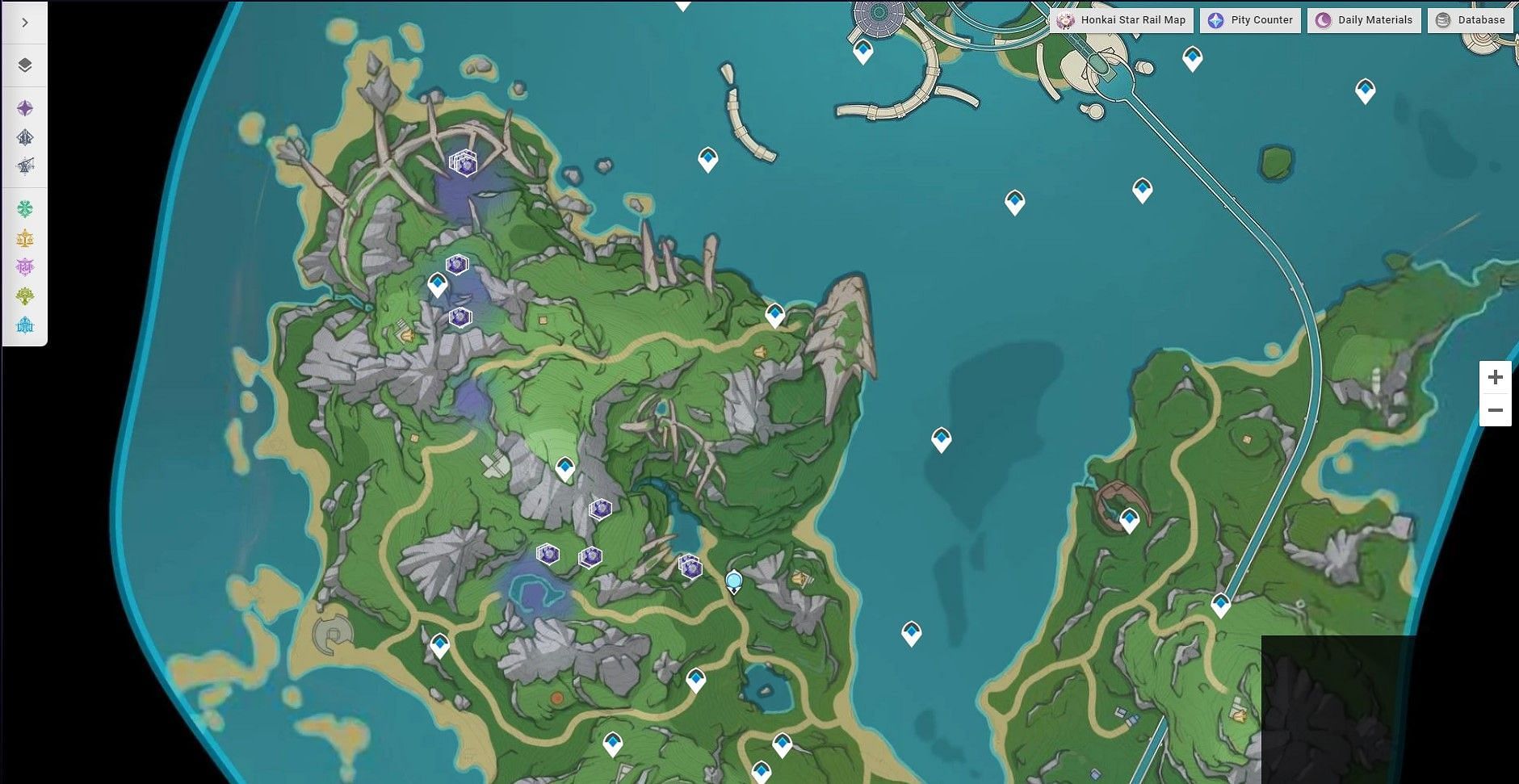 Fontaine surface level view with the locations of Breacher Primus (Image via Genshin Impact)