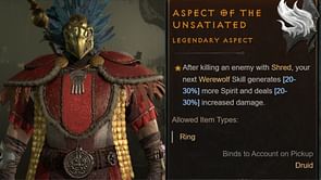 Aspect of the Unsatiated in Diablo 4: How to get, effects, and more