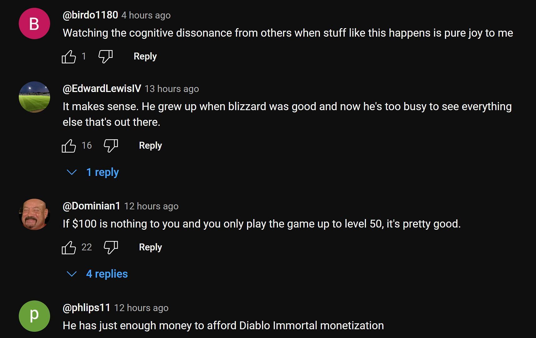 YouTube community discussing Elon Musk&#039;s recent tweet about Diablo 4, 4/4 (Image via YouTube)