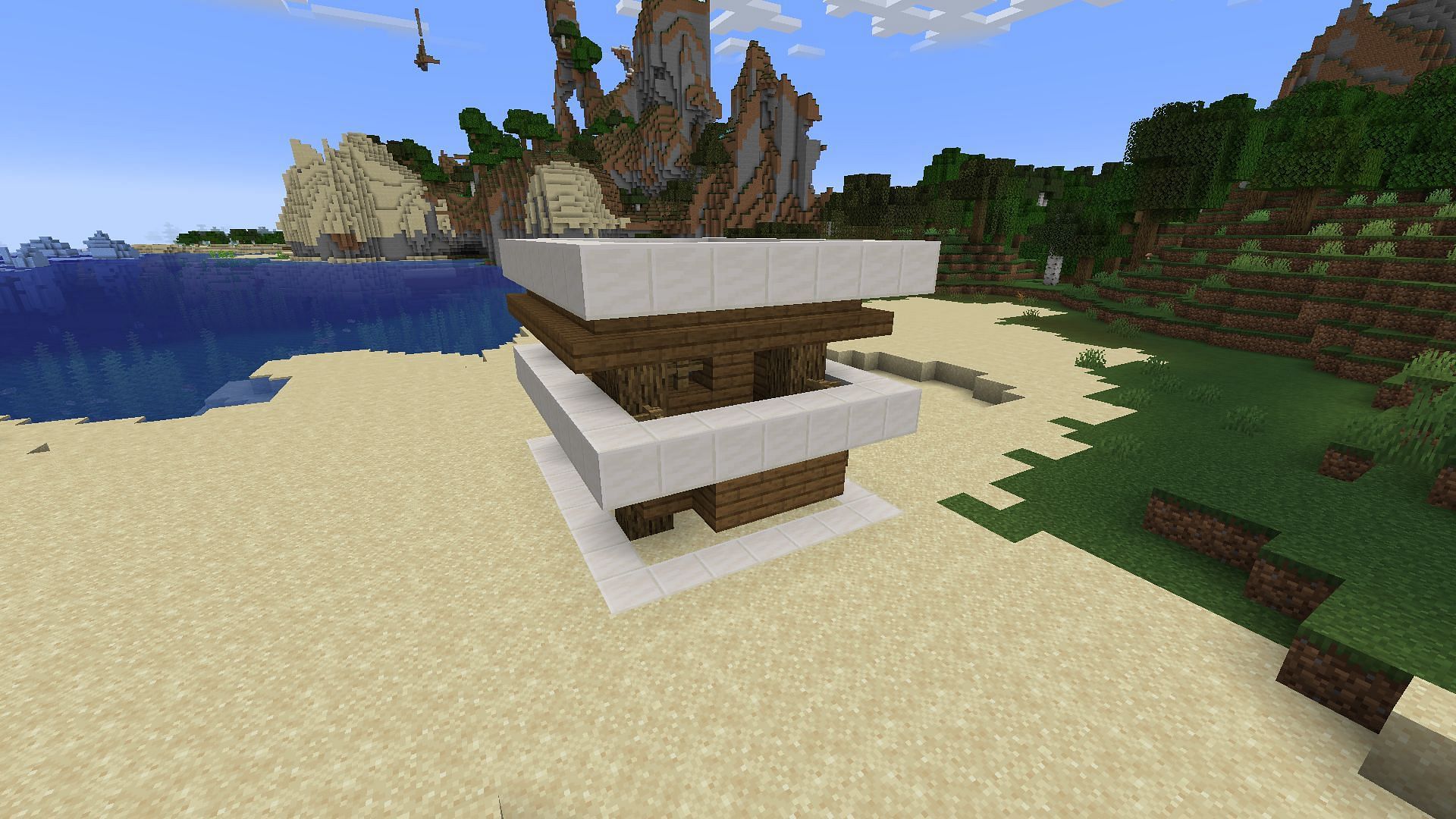 Minecraft players should start by ringing off a witch hut and demolishing it (Image via Mojang)