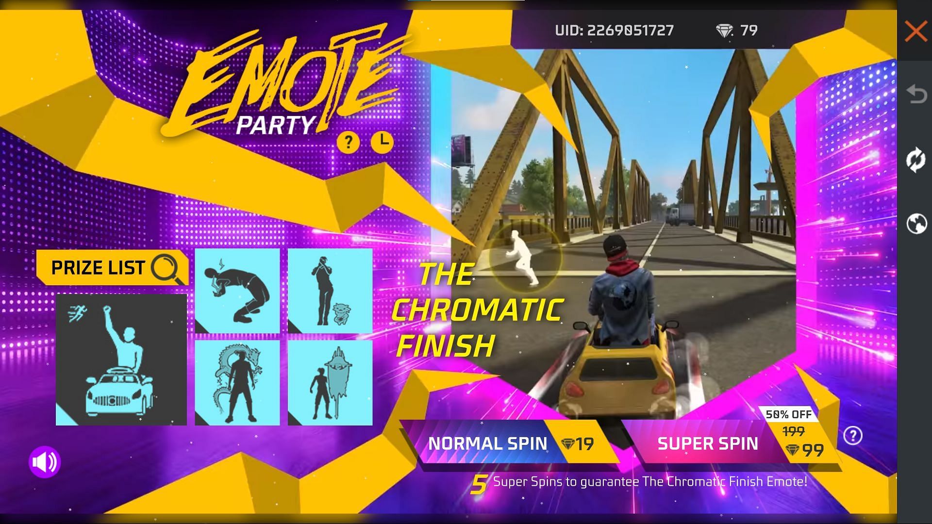 Emote Party event interface (Image via Garena)