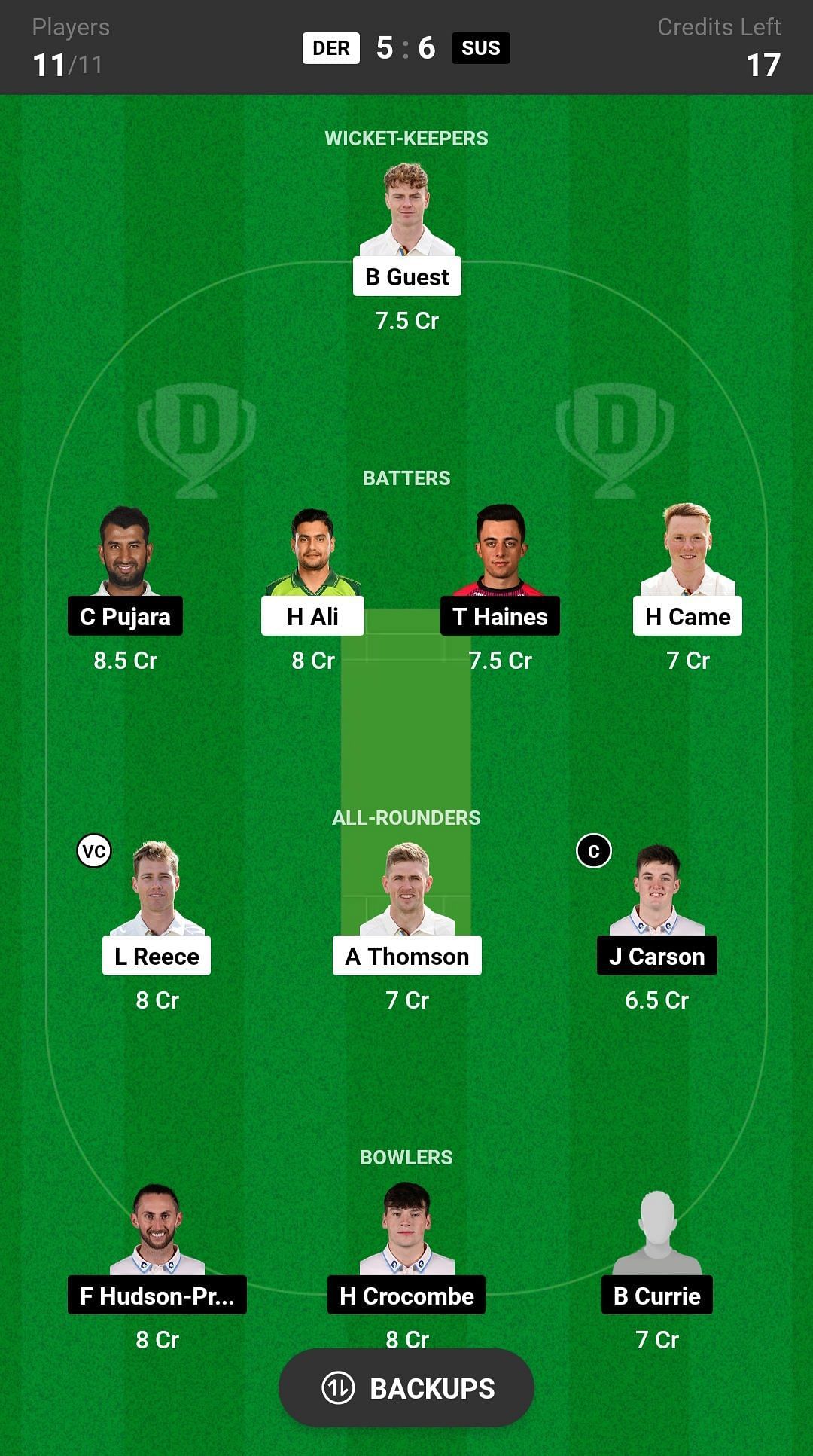 Sussex vs Derbyshire Dream11 Prediction, Head-to-head