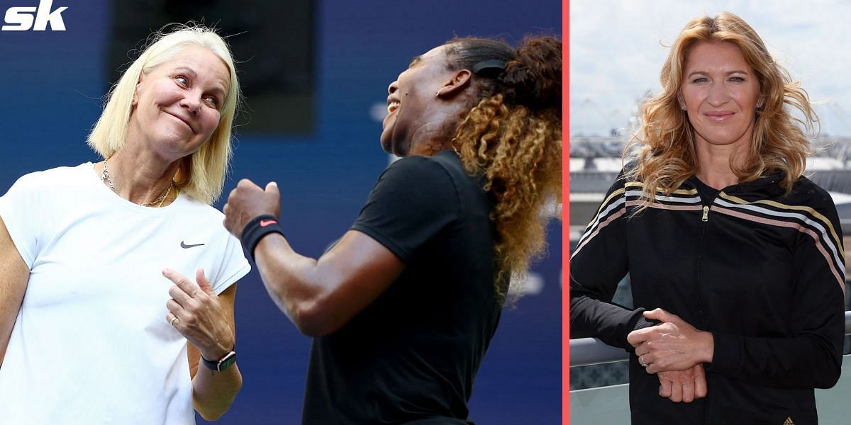 Rennae Stubbs with Serena Williams; Steffi Graf
