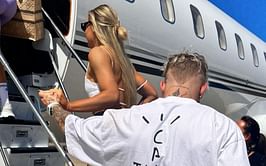 Jake Paul and Jutta Leerdam celebrate Nate Diaz victory with PDA-filled private jet ride