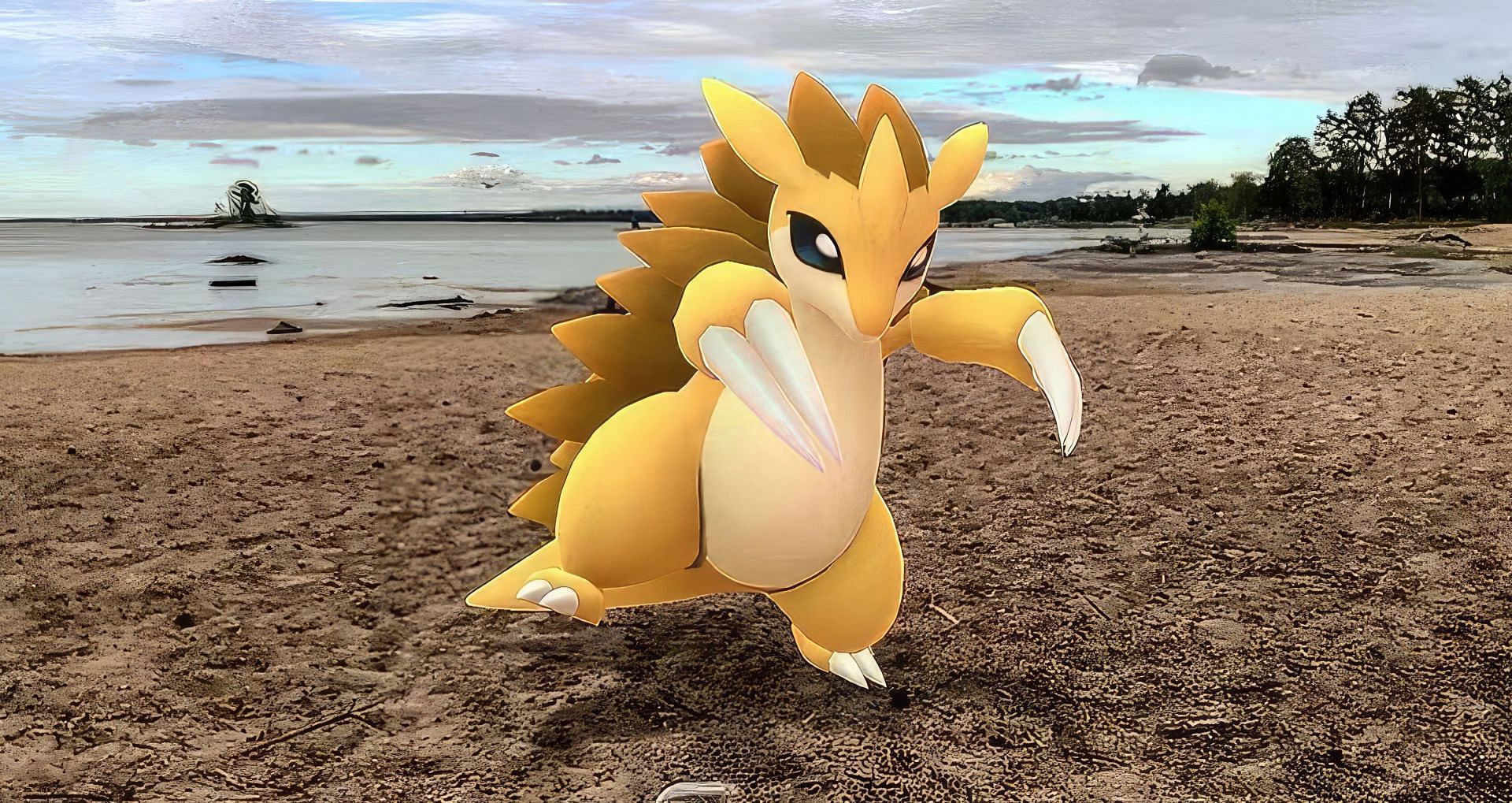 Sandslash posing on the beach