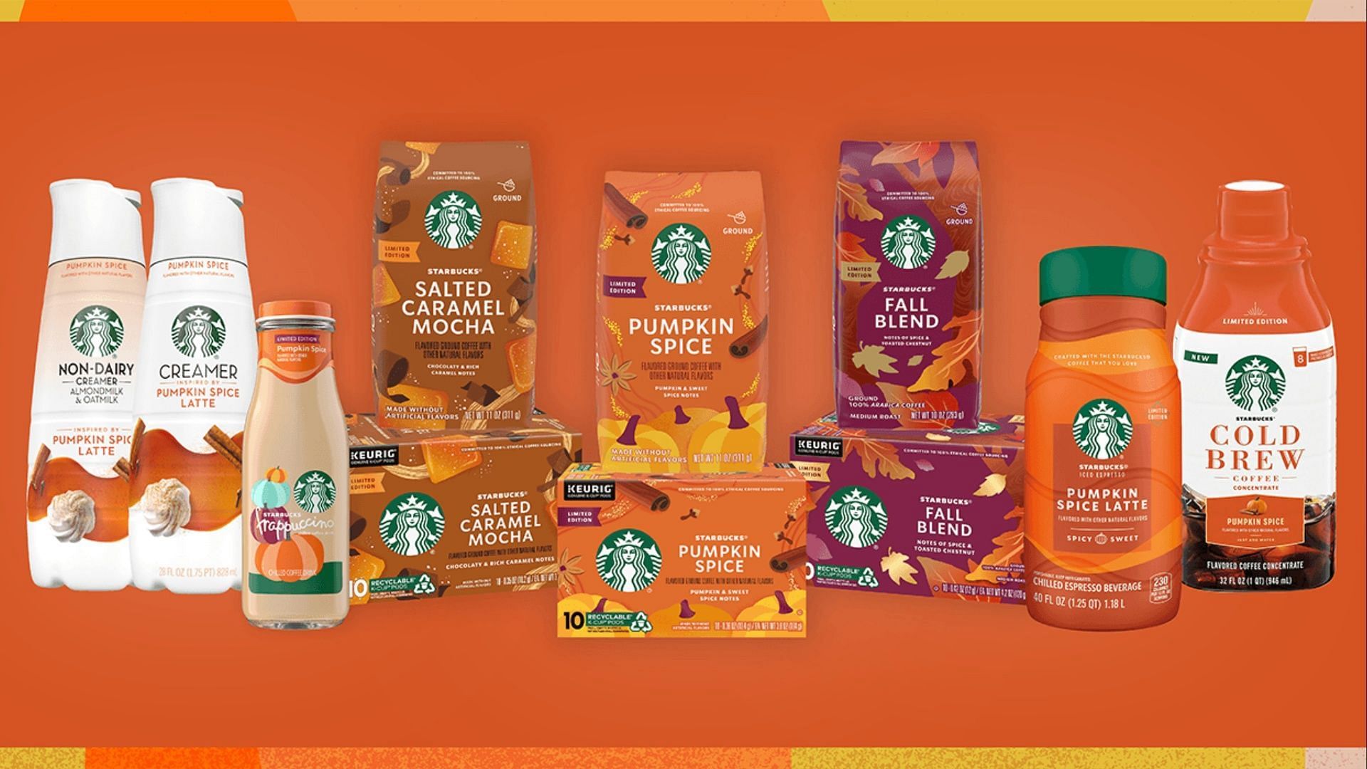 The fall offerings can be availed at grocers and online for a limited time or until stocks last (Image via Starbucks)