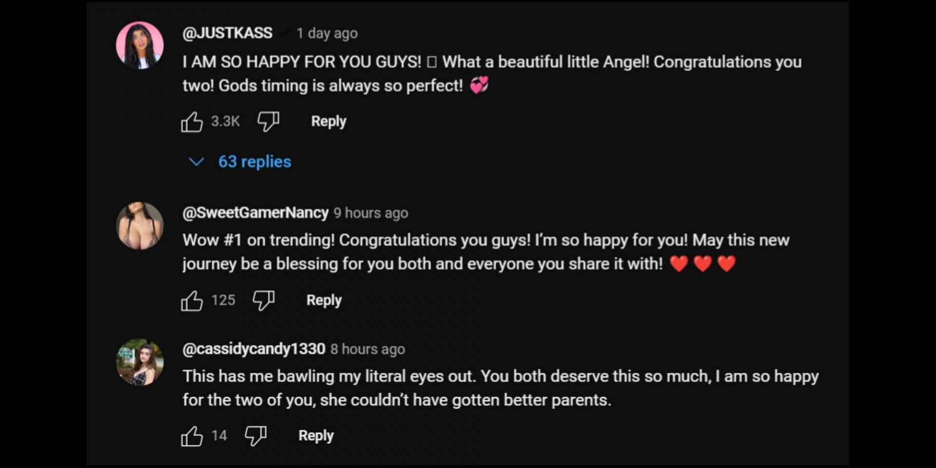 Fans and viewers congratulate Bella and Dallin Lambert on welcoming their daughter. (Image via YouTube/@DELLAVLOGS)