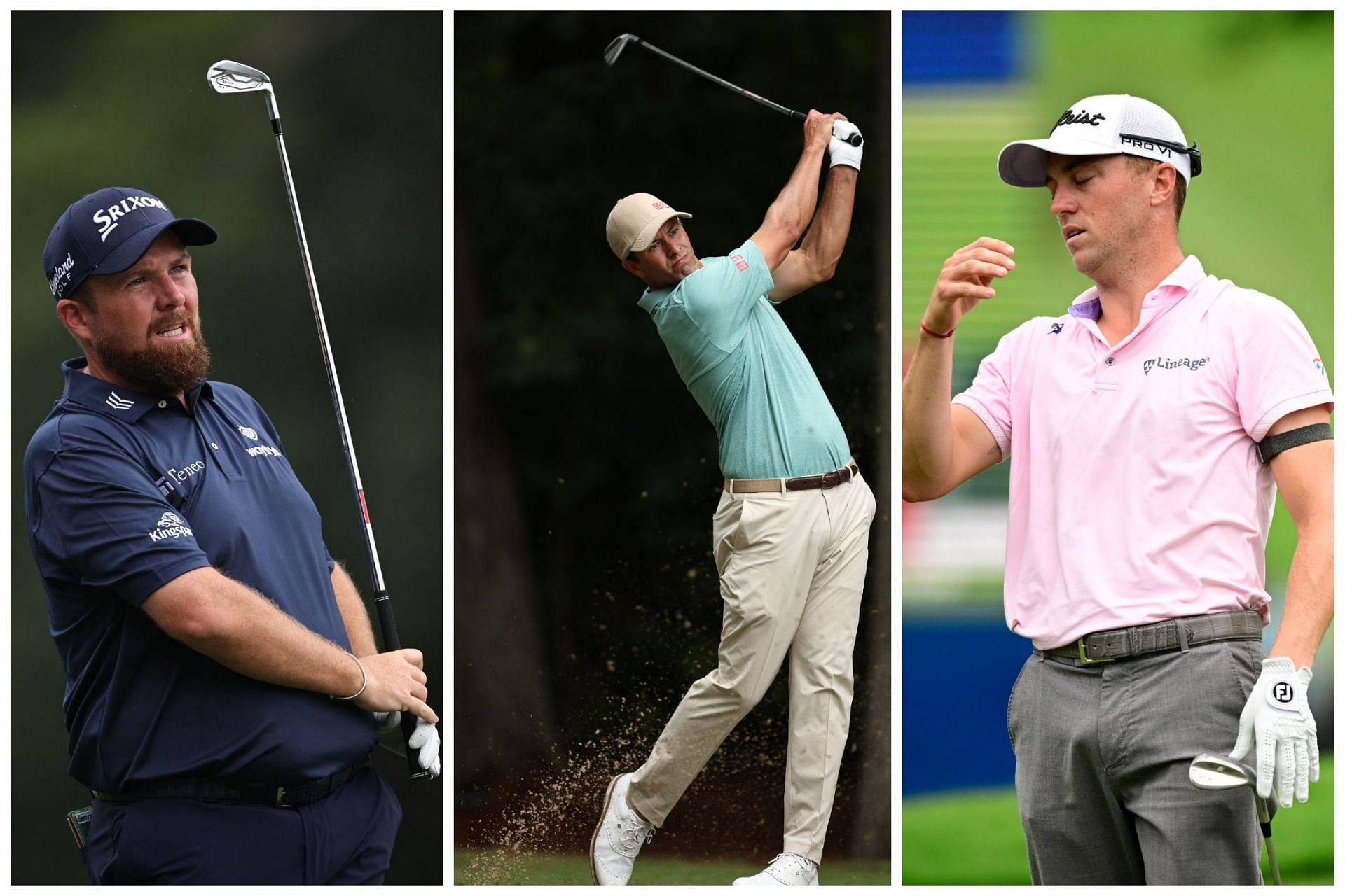 Shane Lowry, Adam Scott and Justin Thomas during the Wyndham Championship