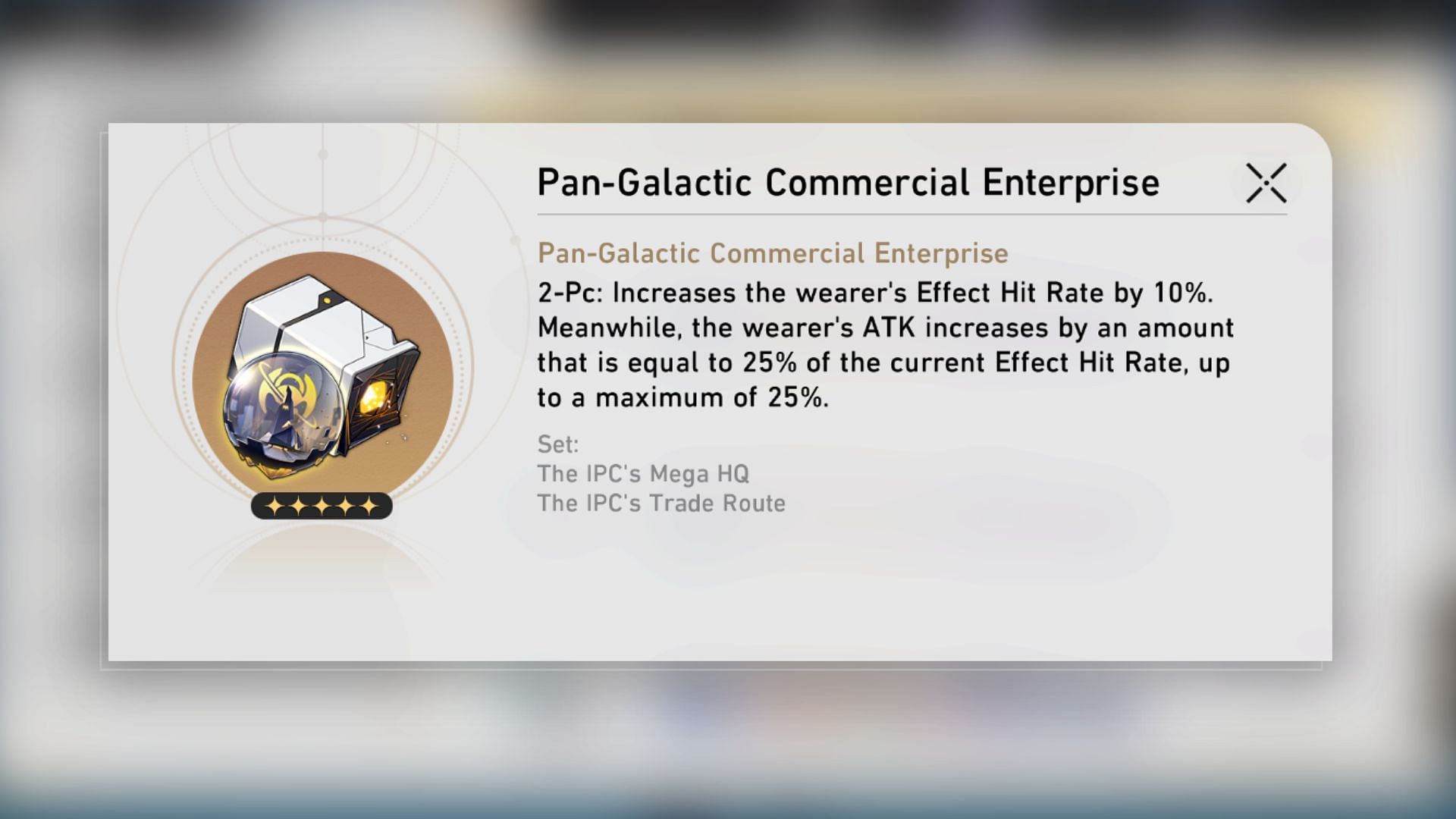 Luka requires the Effect Hit Rate from Pan-Galactic Commercial Enterprise ornament (Image via HoYoverse)