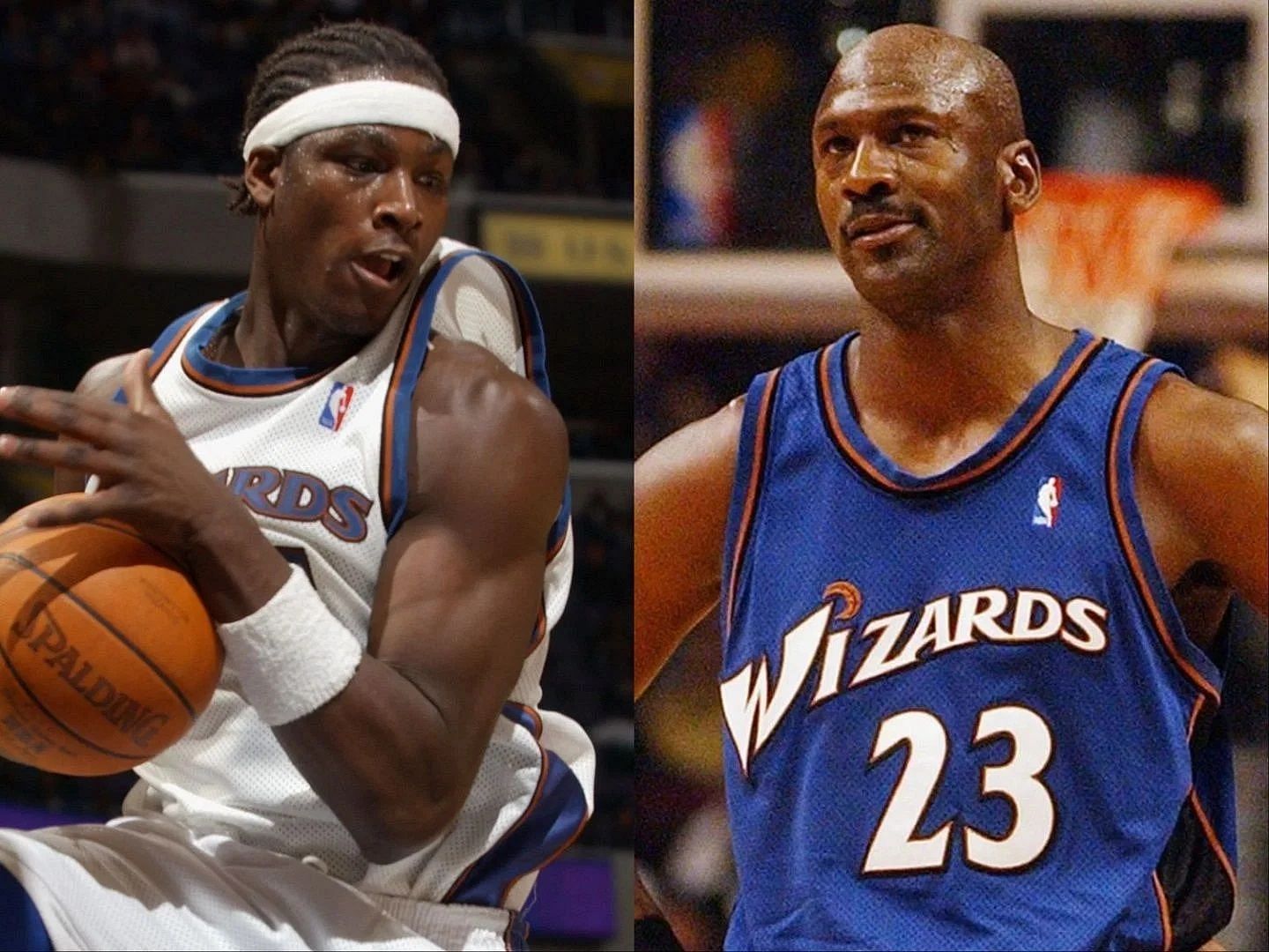 Kwame Brown (L) said he beat Michael Jordan (R) in a one-on-one game.