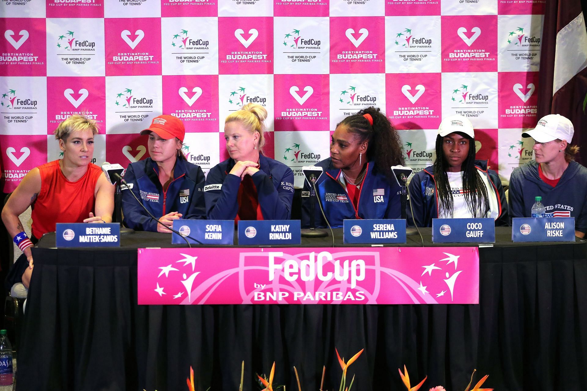 Team USA at the 2020 Fed Cup featuring Serena Williams and Coco Gauff