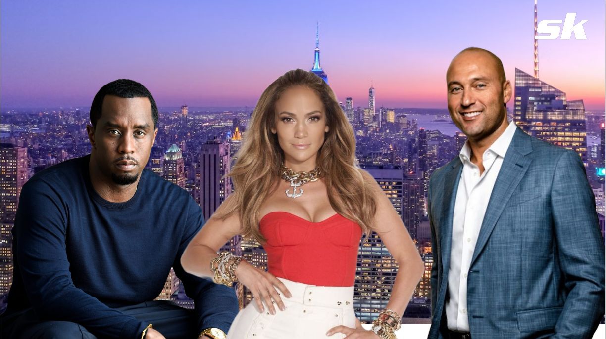 Jennifer Lopez with Derek Jeter and Sean Comb