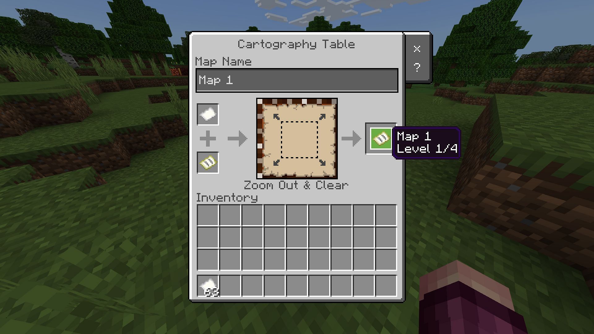 Minecraft players can zoom out their maps at a cartography table (Image via Mojang)