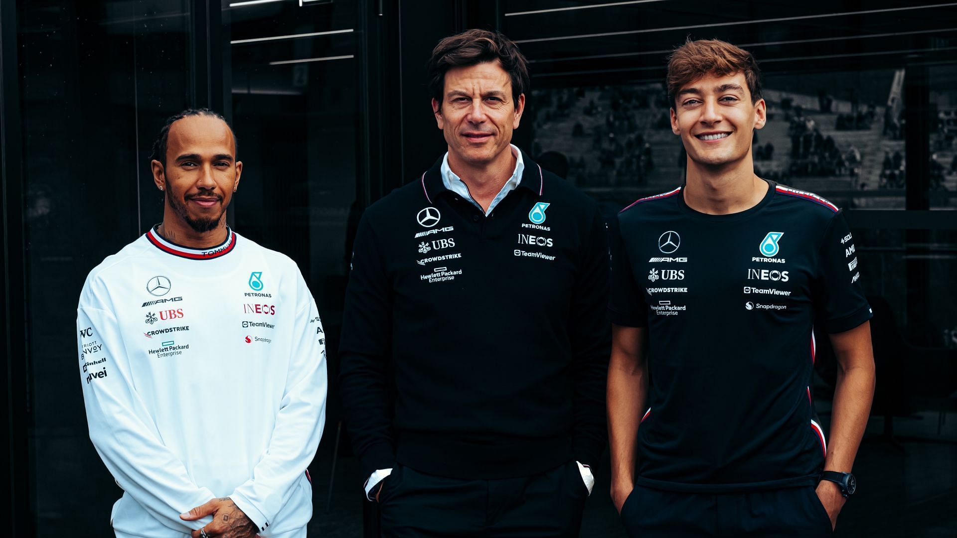 Lewis Hamilton, Toto Wolff, George Russell (MercedesAMG F1)