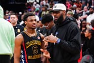 Bronny and LeBron James at the 2023 McDonald's All-American Game