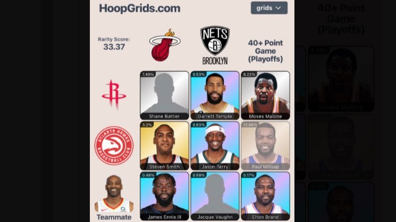 The completed August 27 NBA HoopGrids puzzle