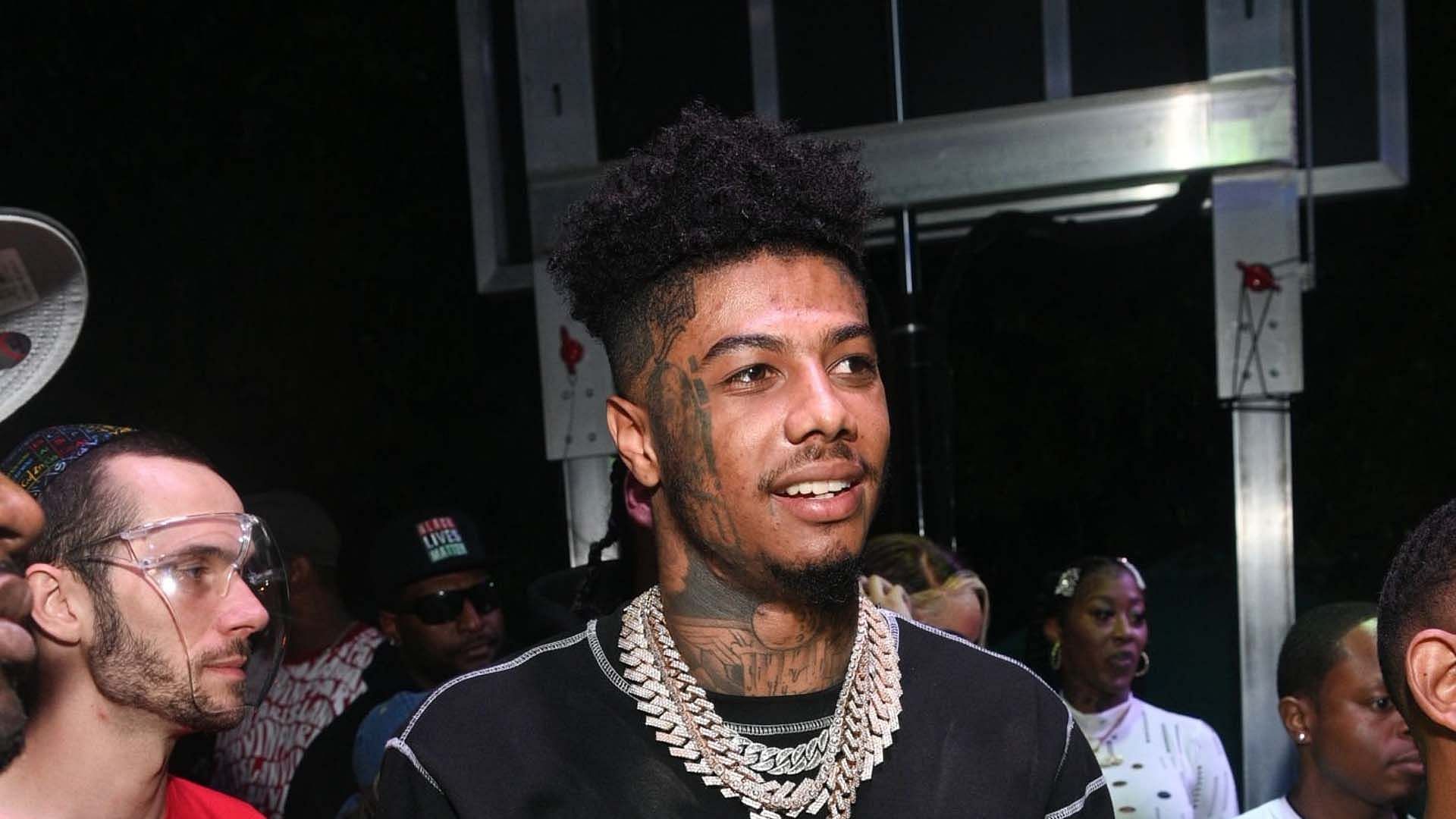 Blueface reveals he was stabbed in his leg at a LA gym (Image via Getty Iamges)