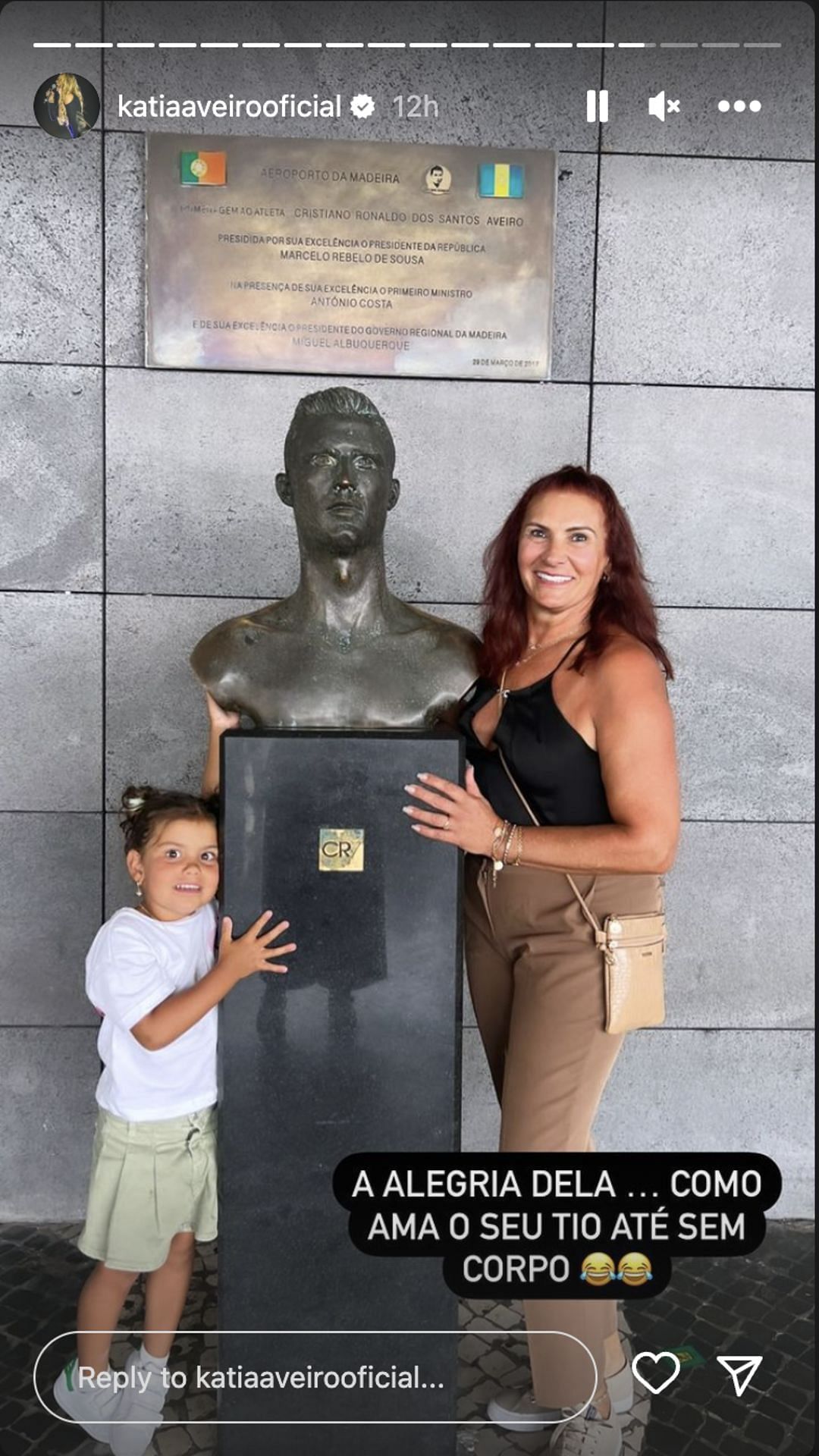 Cristiano Ronaldo&#039;s sister with her daughter at the Madeira airport