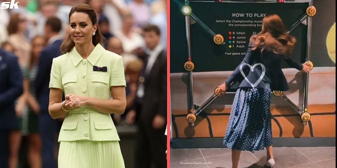 Watch: Princess of Wales Kate Middleton tries her luck at the the Wimbledon reaction station in 2021