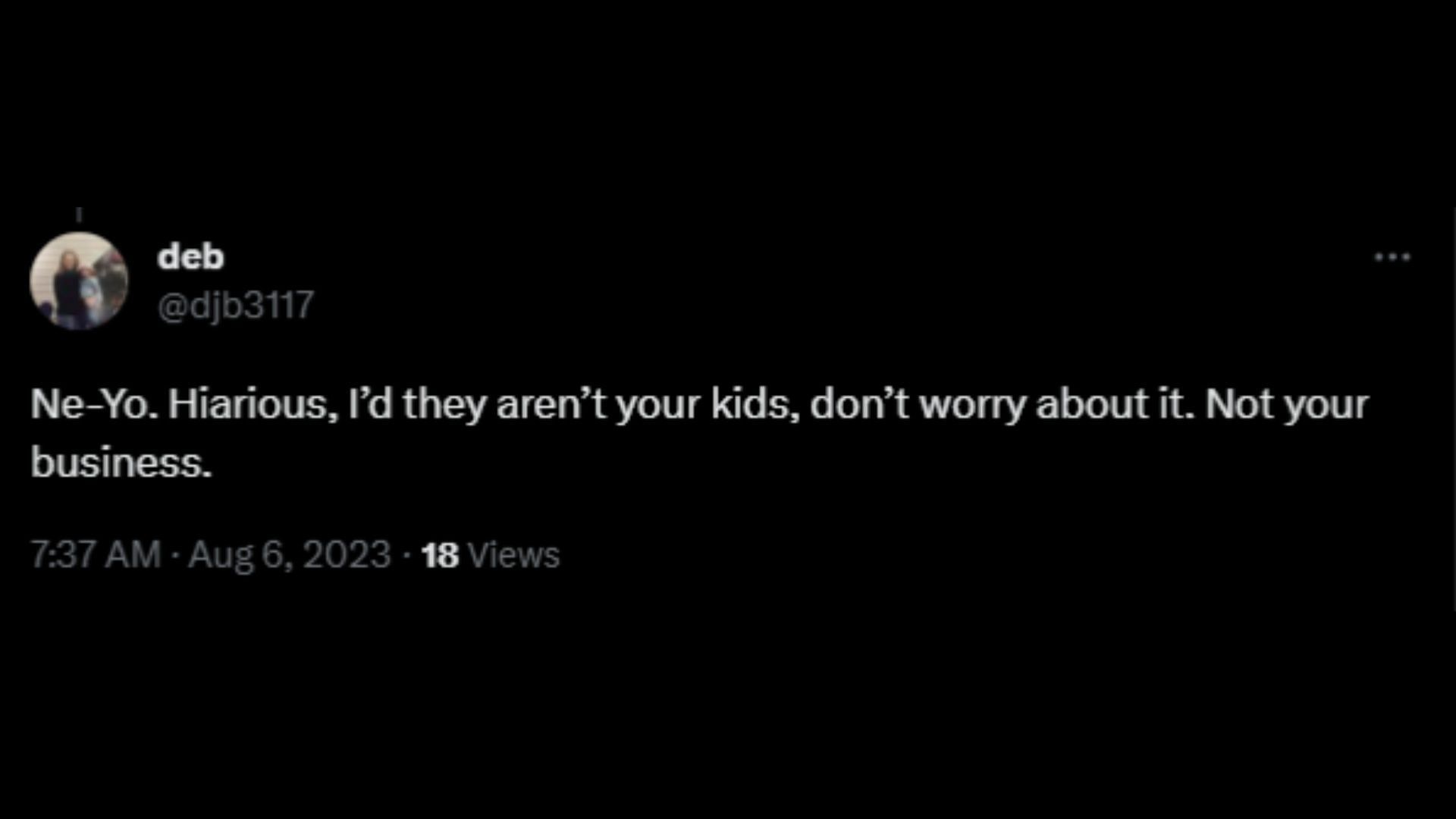 Screenshot of a Twitter user remarking on Ne-Yo&#039;s comments on parents allowing their kids to undergo gender transitions. (Photo via @TMZ/Twitter)