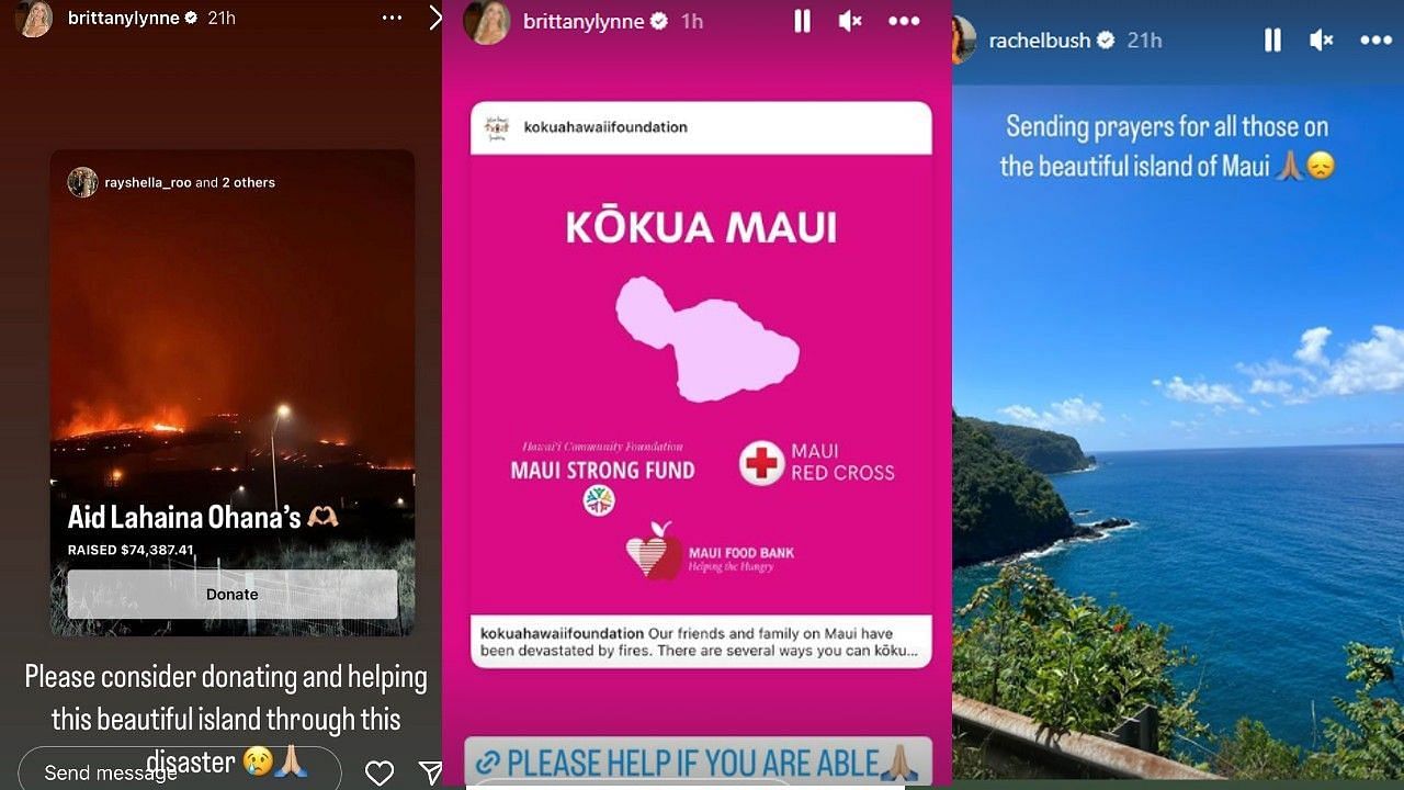 Brittany Mahomes and Rachel Bush have asked their Instagram followers to consider donating to the island of Maui.