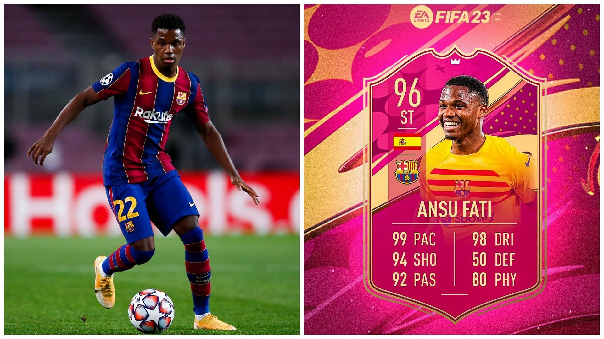 FUTTIES Fati has been leaked (Images via Getty and Twitter/FUT Sheriff)