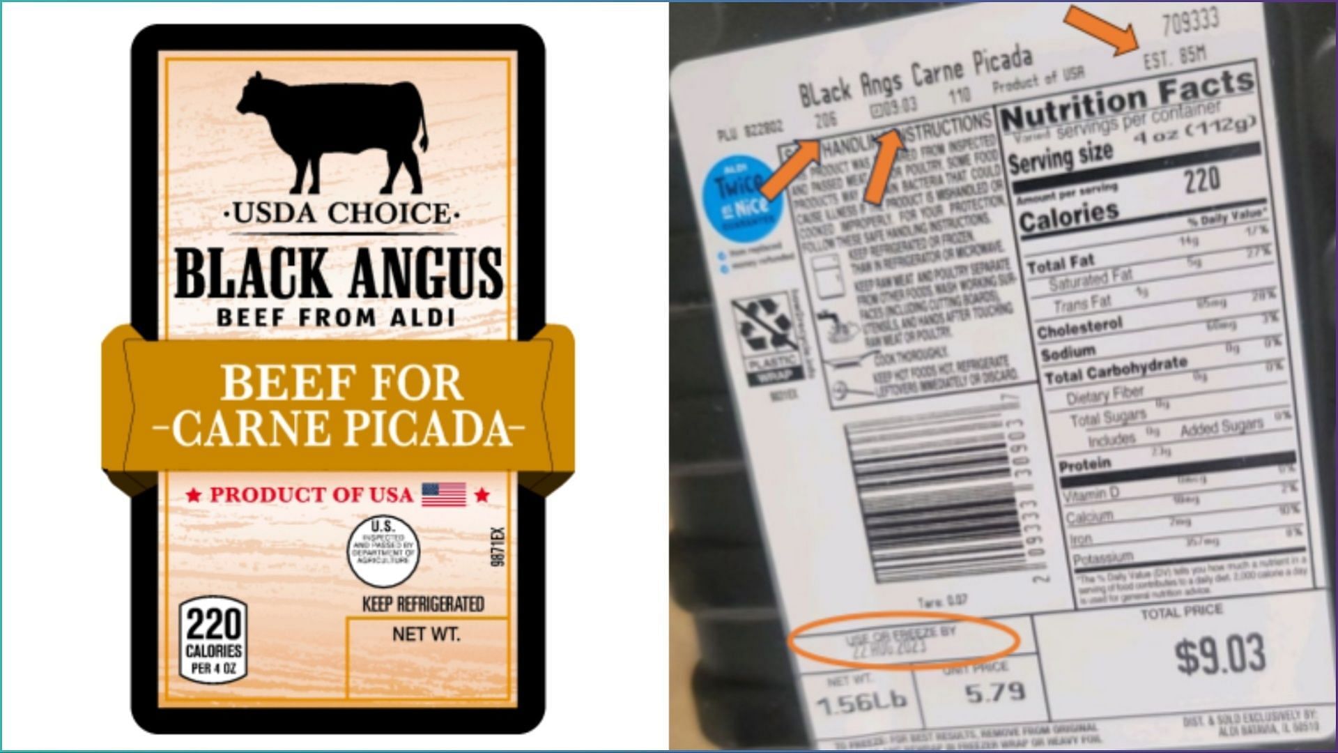 Aldi&rsquo;s Raw Beef products were packed in 1.5-lb. plastic tray packages and are feared to contain plastic contaminants (Image via FSIS)