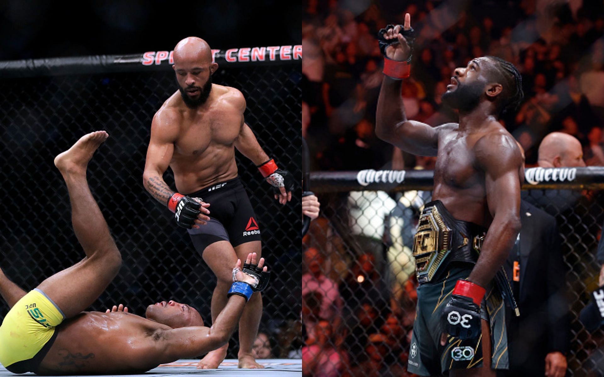 Demetrious Johnson (left); Aljamain Sterling (right)