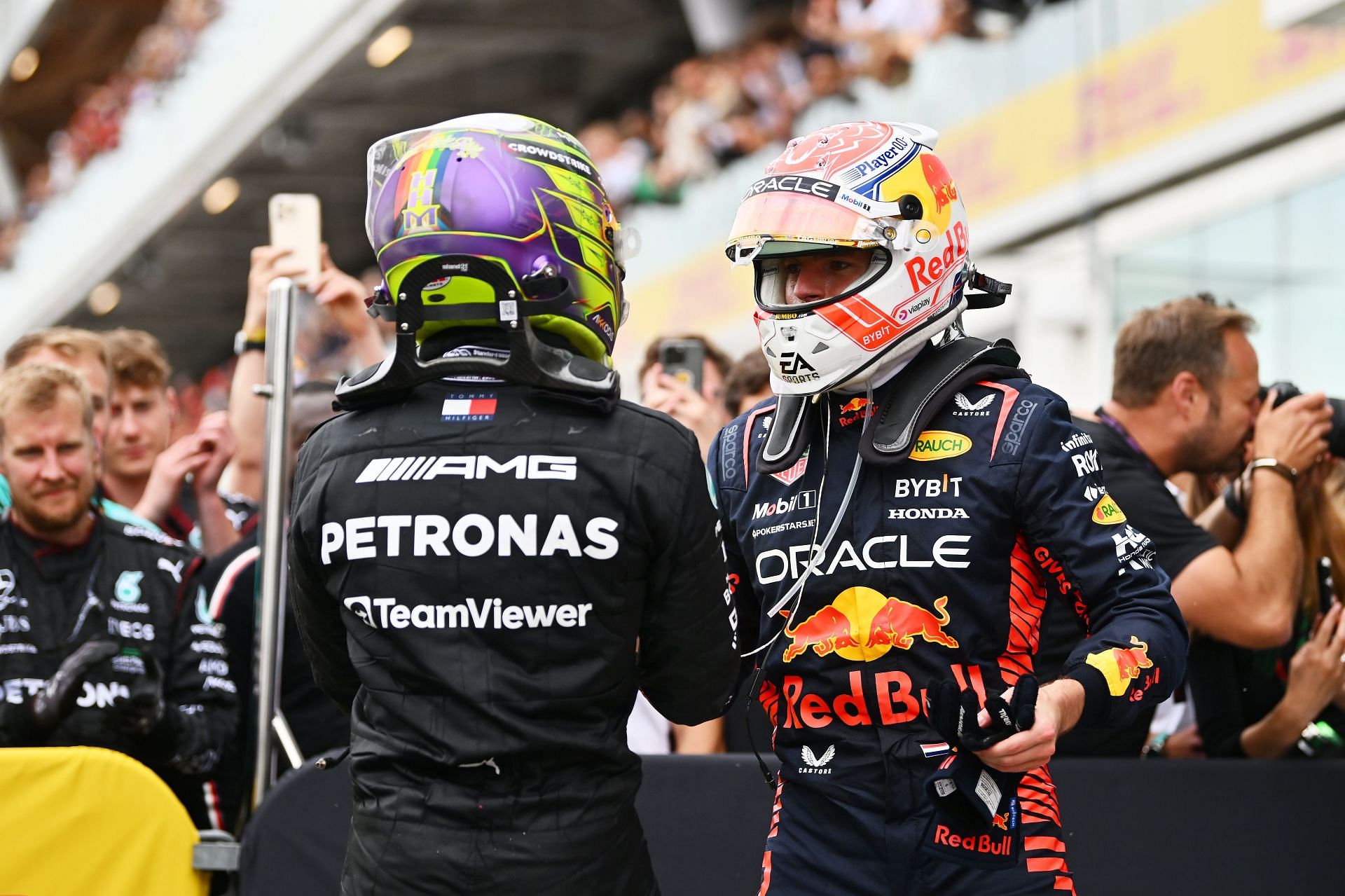 Max Verstappen and Lewis Hamilton in the Canadian GP