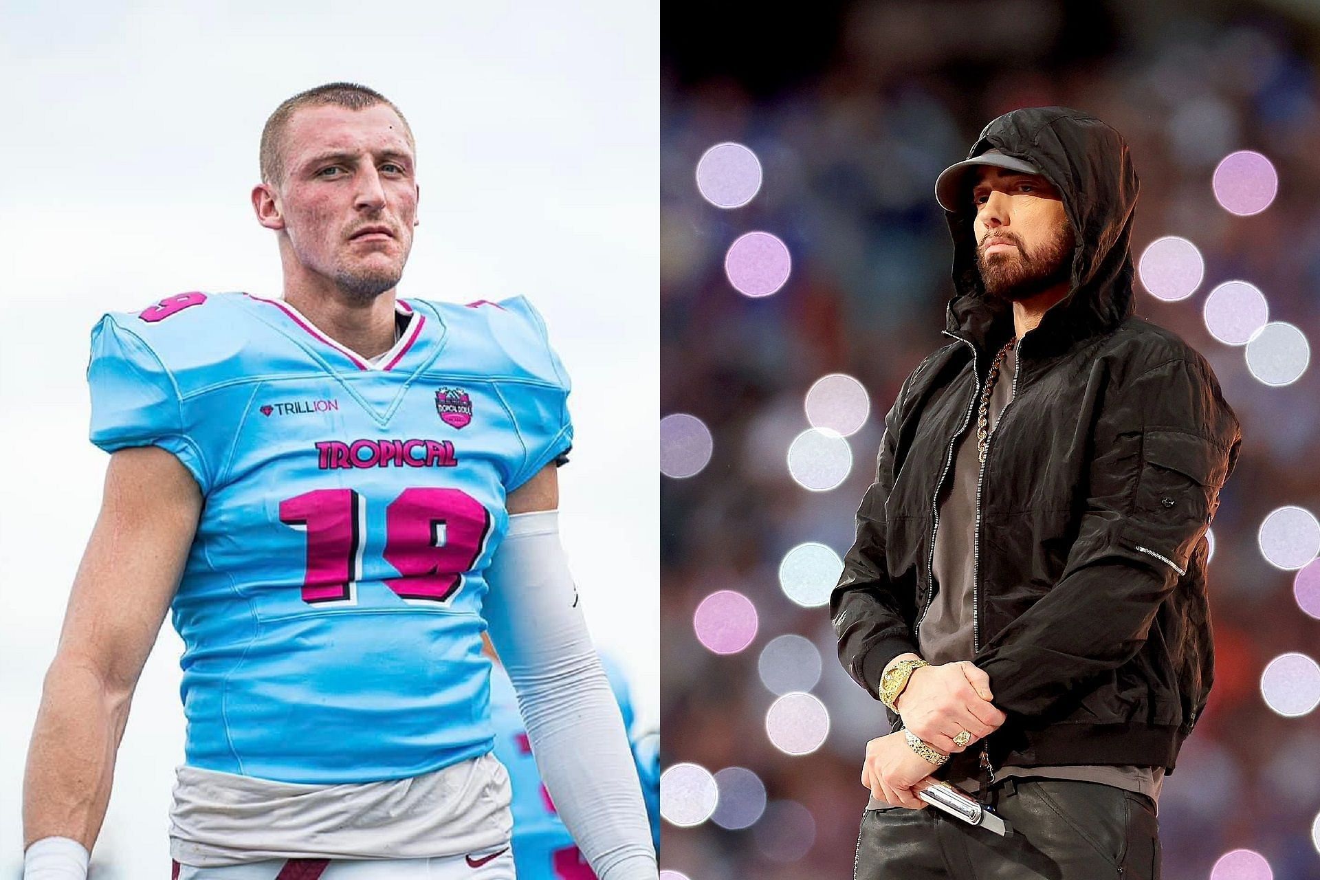 Eminem pays respect to Jerome Kapp after Jets WR goes viral for sensational rap in front of full team (Pic Courtesy: X @JeromeKapp85 and Getty)