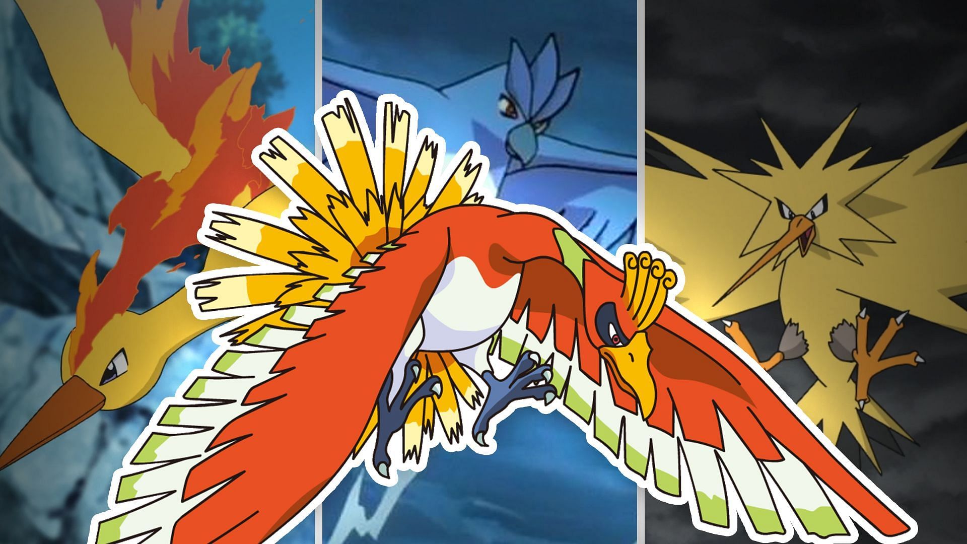 Moltres, Articuno, Zapdos, and Ho-Oh as seen in the anime (Image via TPC)
