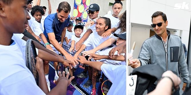 Roger Federer returns to court to host special coaching session in New York; unveils latest fashion collection at Uniqlo's flagship store