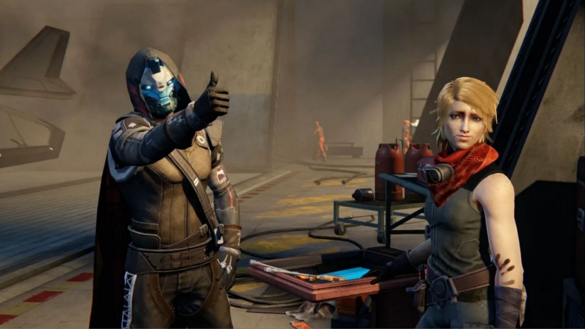 Cayde-6 and Amanda Holliday in one of the many cutscenes from the first Destiny game 