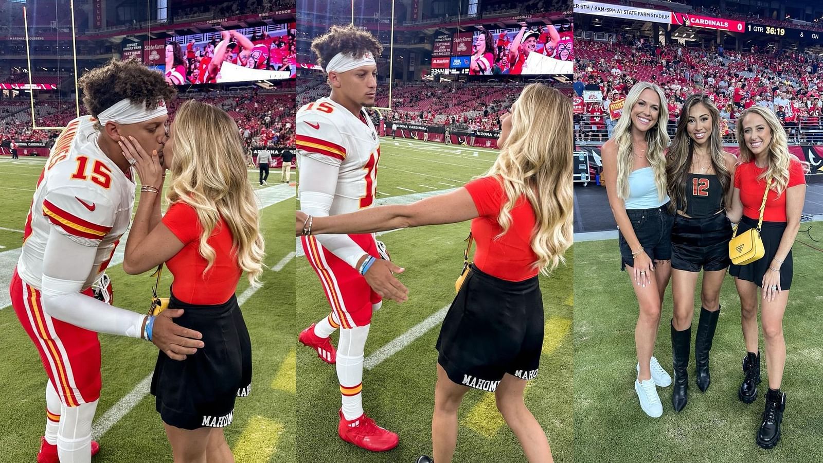 IN PHOTOS: Brittany Mahomes kisses Patrick Mahomes on sideline ahead of ...