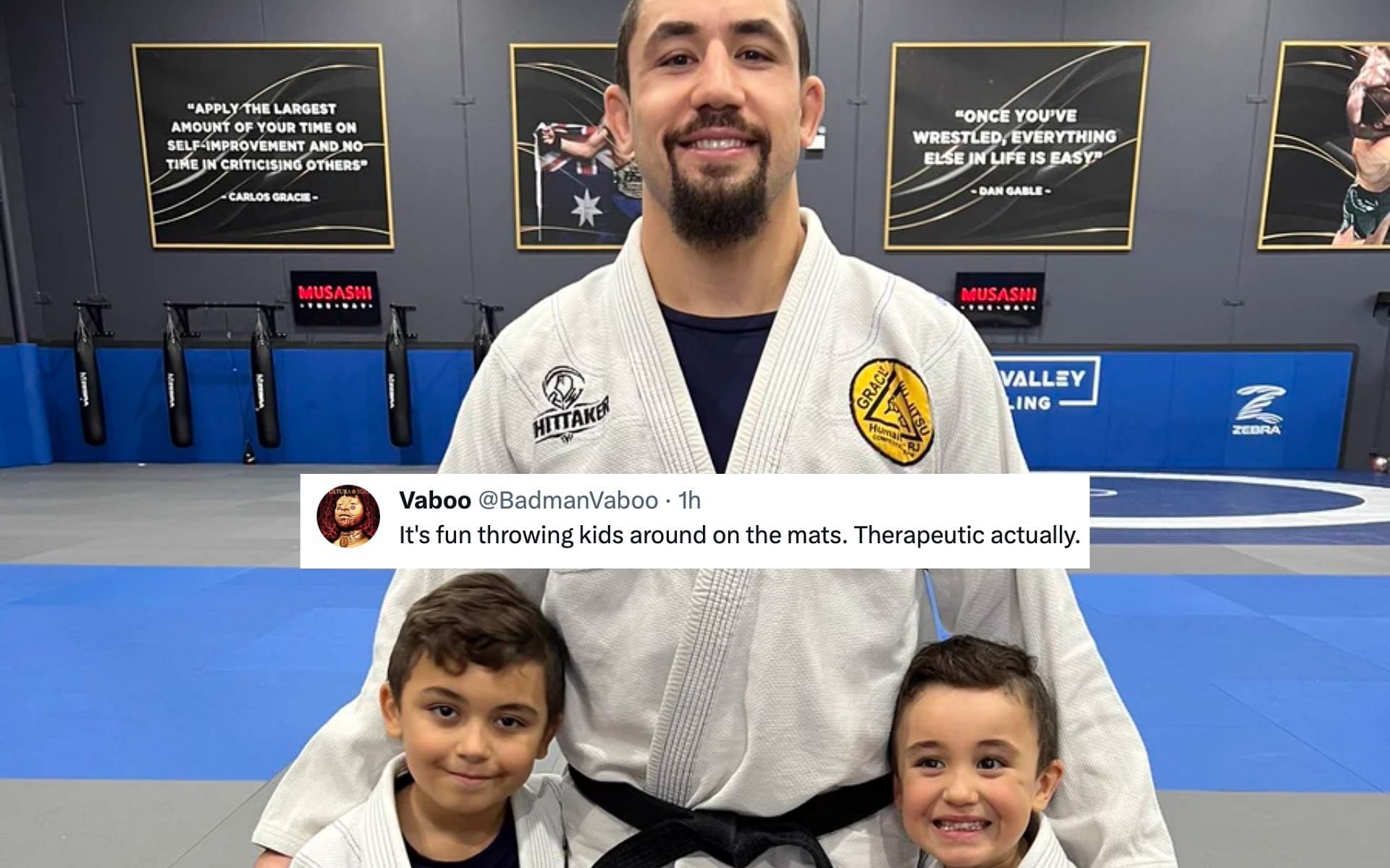 Robert Whittaker with his kids. [via Twitter @robwhittakermma]