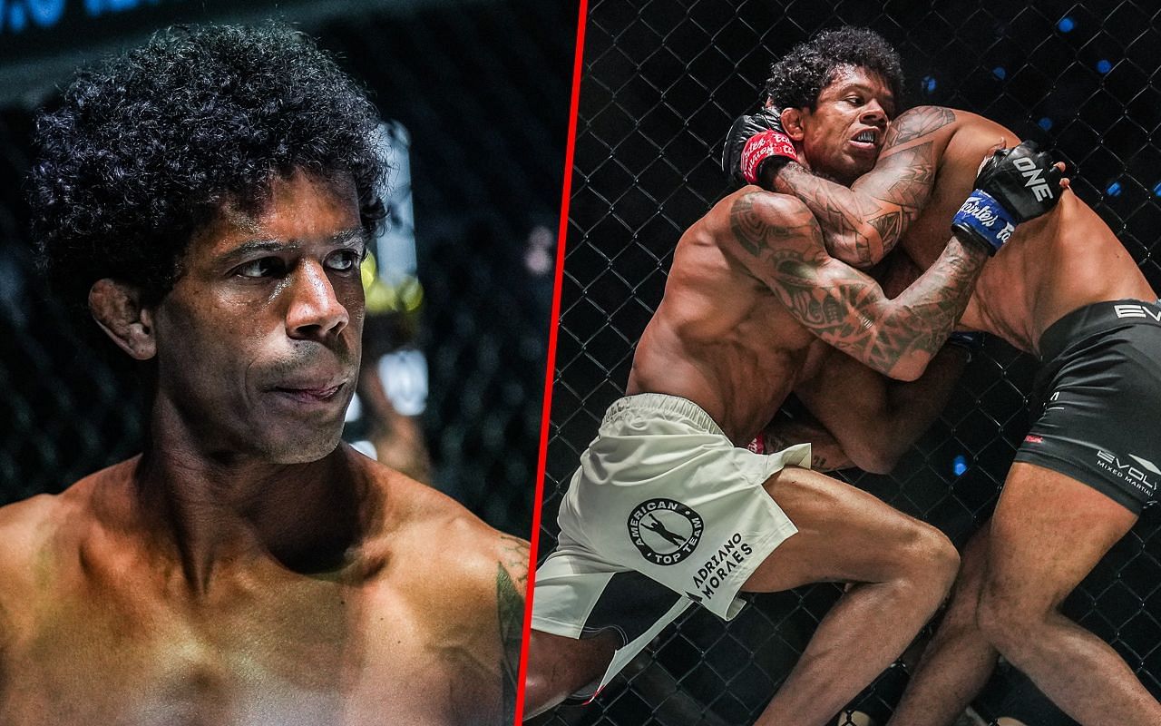 Adriano Moraes (L) ponders over the lessons he learned fighting American MMA legend Demetrious Johnson. -- Photo by ONE Championship