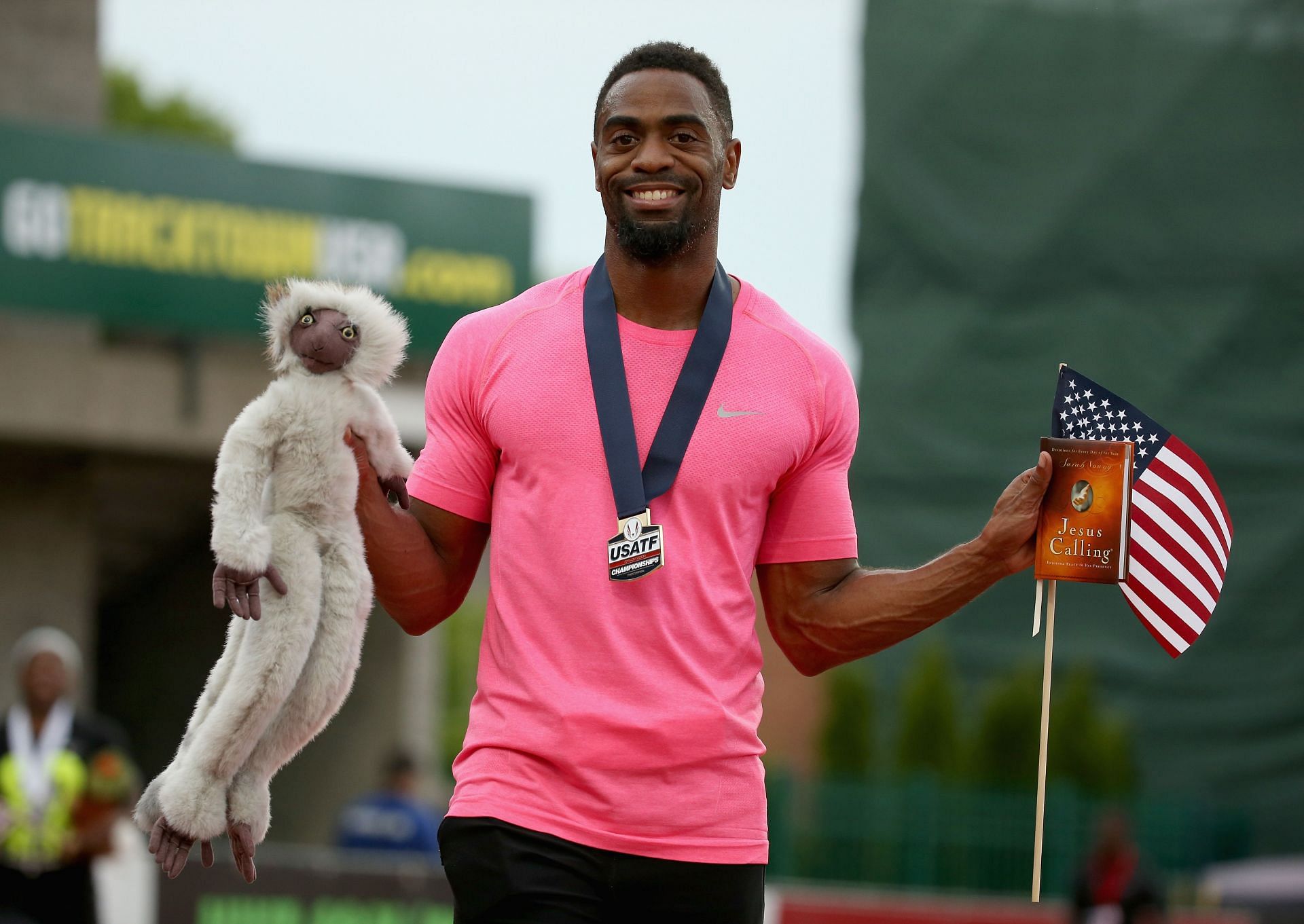 Tyson Gay after winning the men&rsquo;s 100m at the 2015 USA Outdoor Track and Field Championships at the Hayward Field in Eugene, Oregon