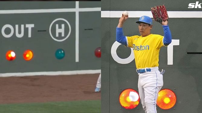 WATCH: Ball gets stuck in scoreboard light during Red Sox vs Royals game