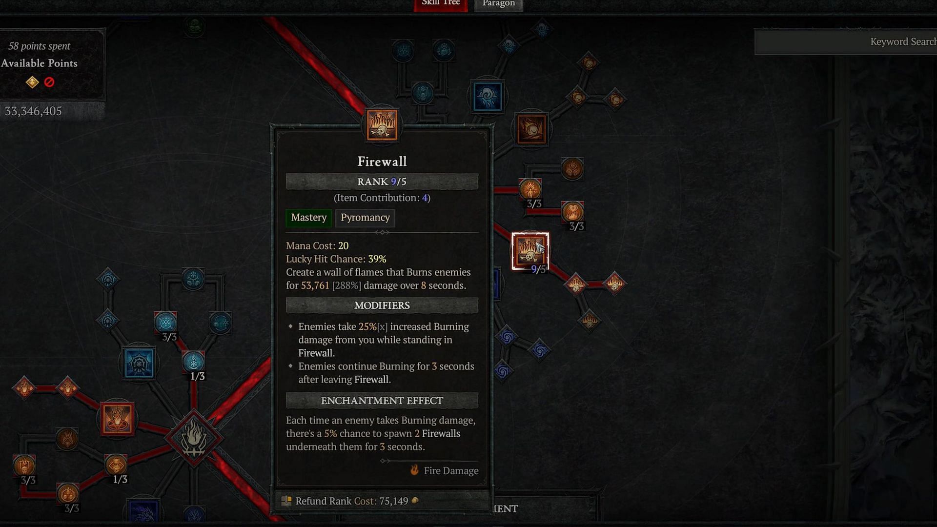 Firewall skill in Diablo 4 (Image via Blizzard Entertainment)